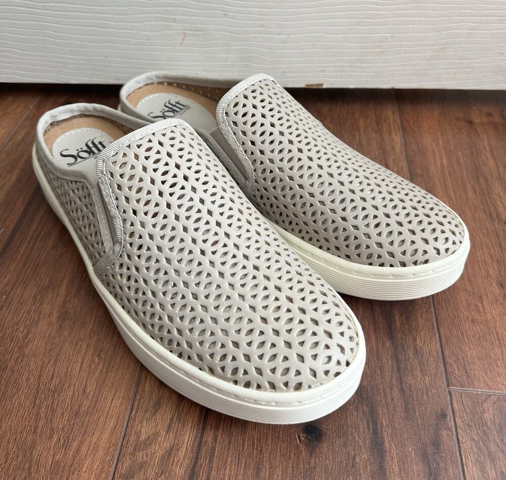 SOFTT Somers II Light Grey Perforated Leather Slip-On Sneakers Shoes Sz 7.5M NEW